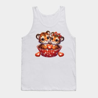 Valentine Tiger Couple In A Cupcake Tank Top